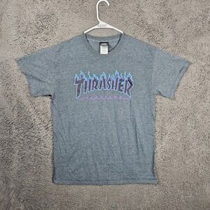 Thrasher‎ Magazine Flame Logo T Shirt Gray Short Sleeve Men's Size M